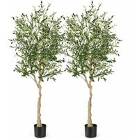 2-Pack Artificial Olive Tree 182cm Tall Faux Olive Plants Potted Olive Silk Tree | ManoMano UK