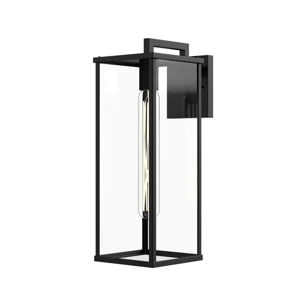 Brentwood Clear/Black Outdoor Wall Lantern | Wayfair Professional
