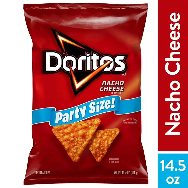 Doritos Nacho Cheese Flavored Tortilla Chips, Party Size, 14.5 oz Bag - Walmart.com | Walmart (US)