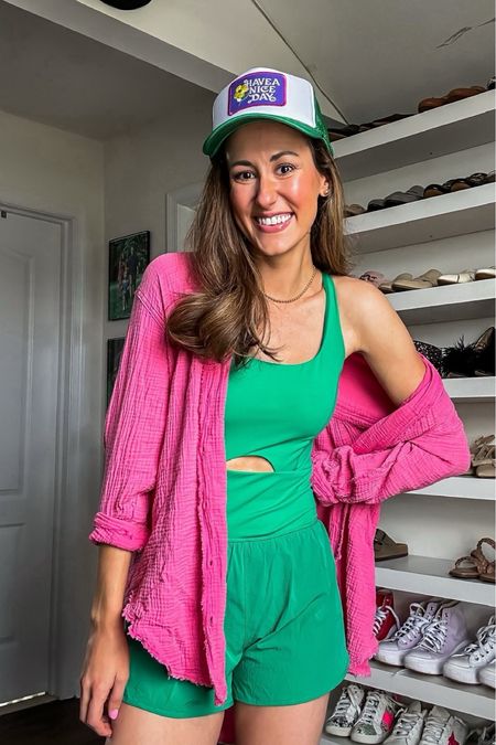 AmaOn fashion finds for summer! 

Athletic romper // trucker hat // have a nice day baseball hat // oversized button down shirt // summer outfit // athleisure outfit 

#LTKStyleTip #LTKSeasonal #LTKFitness