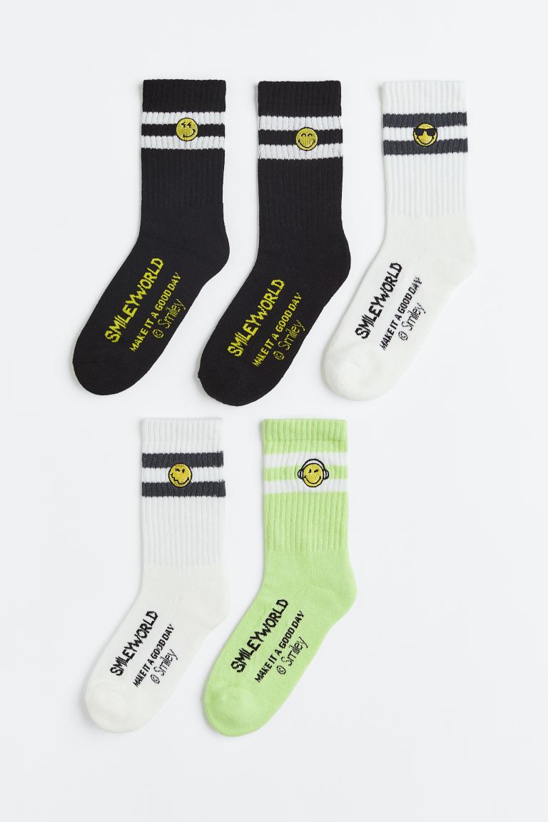 5-pack Embroidered-motif Socks | H&M (US + CA)