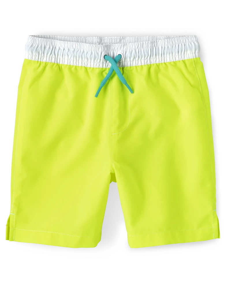 Baby And Toddler Boys Colorblock Swim Trunks - tweakyelow | The Children's Place