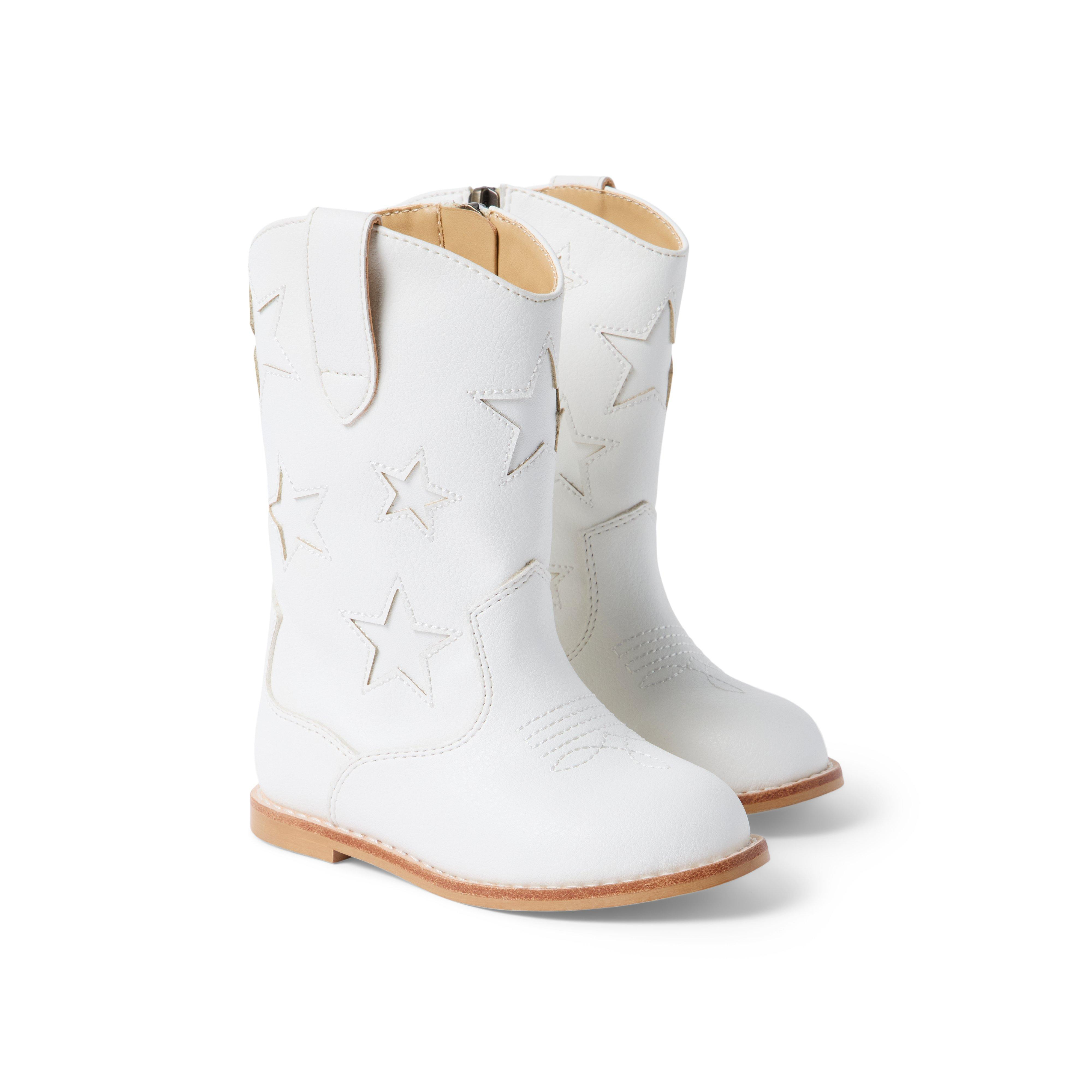 Janie and Jack | Star Cowgirl Boot - White / 1K | Janie and Jack