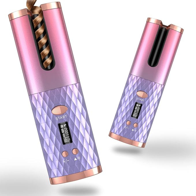 Automatic Curling Iron, Cordless Hair Curler with 6 Temps & Timer, Wireless Rotating Curling Iron... | Amazon (US)