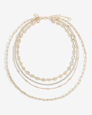 4 Row Layered Tennis Necklace | Express
