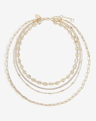 4 Row Layered Tennis Necklace | Express