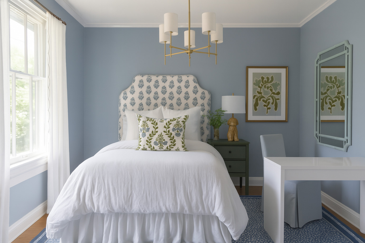 Ballard design inspired bedroom! This preppy room is perfect for dorm room or girls room. Classic/Clean lines, blues and greens.  

 #LTKHome