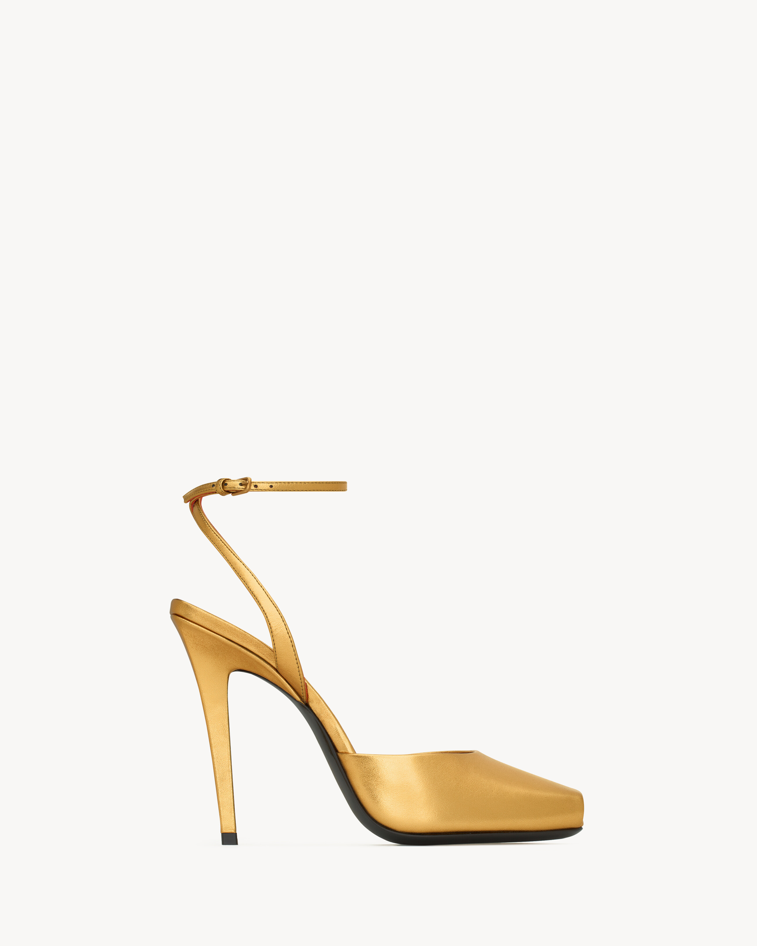 Saint Laurent La Scandale Sandals In Metallic Leather - Yellow/gold - Women - 37.5 | Saint Laurent Inc. (Global)