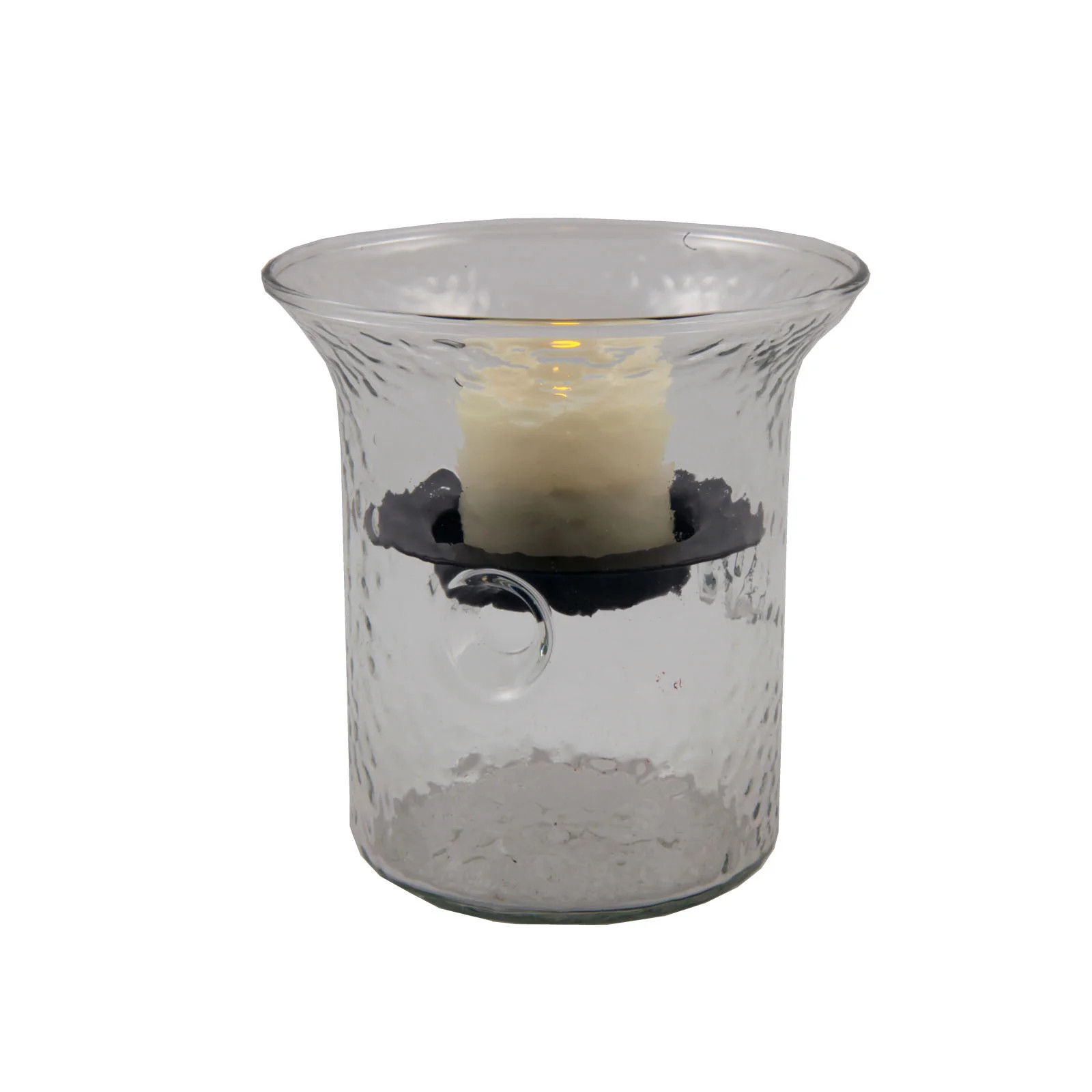 4" Clear Hammered Glass Tabletop Hurricane Candle Holder With Candle | Shop Simon