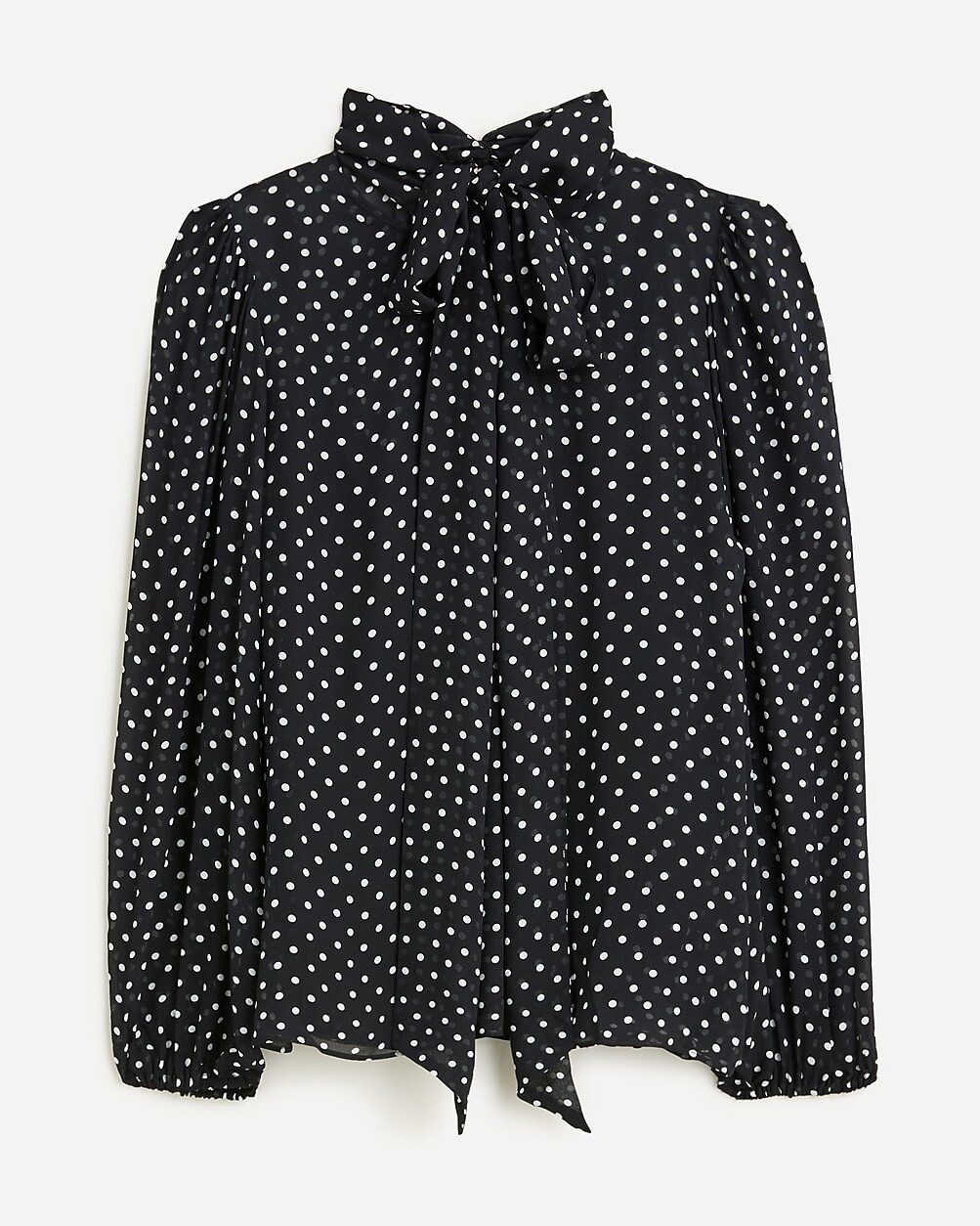 Puff-sleeve neck-tie top in lightweight chiffon | J. Crew US