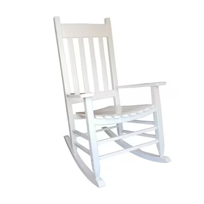 Style Selections White Wood Frame Rocking Chair with Slat Seat | Lowe's