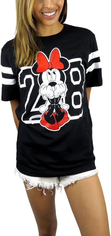 Disney Womens Minnie Mouse Varsity Football Tee | Amazon (US)