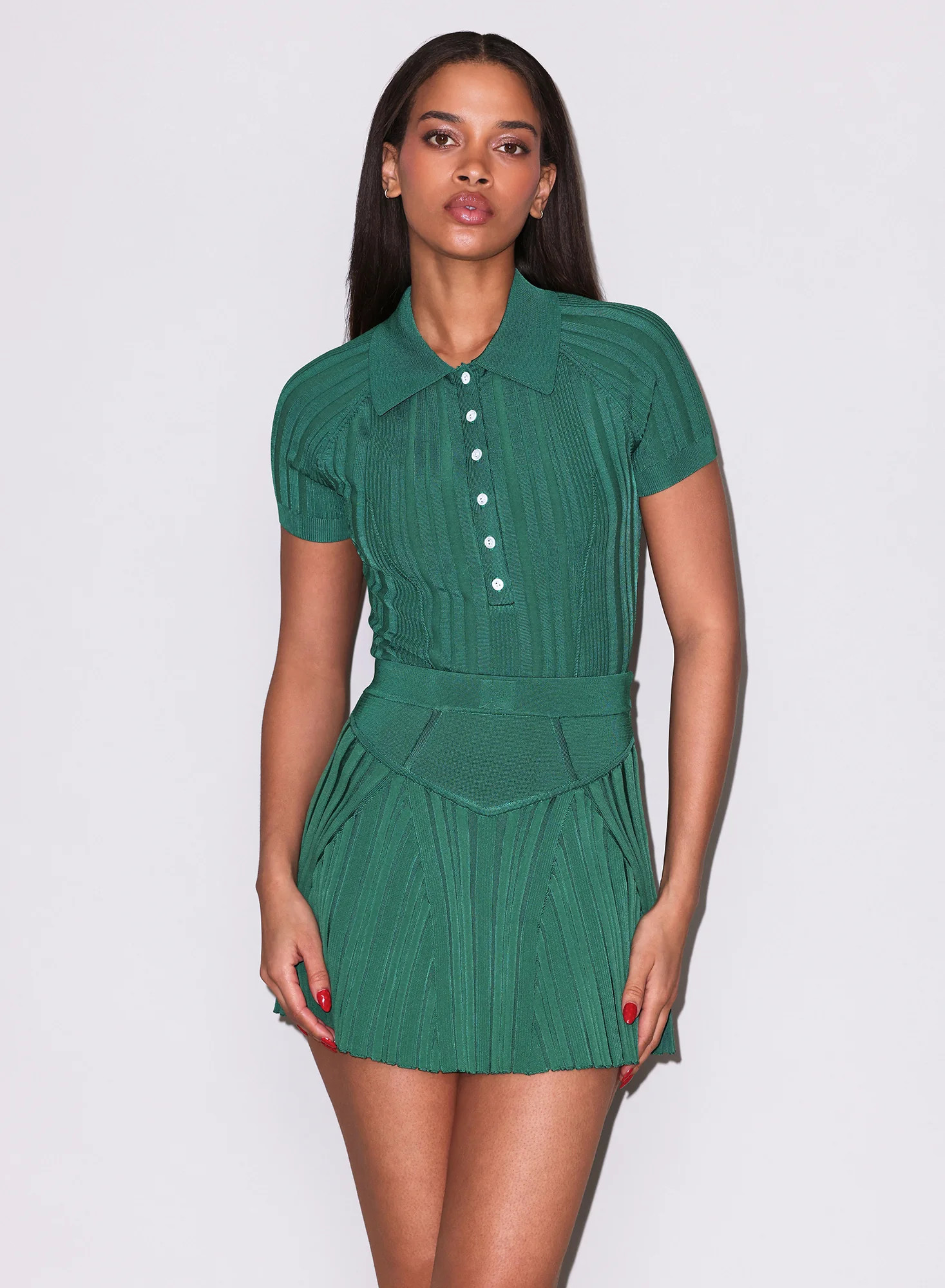 Lucky Green Rib Flared Skirt | Fleur du Mal | Fleur du Mal