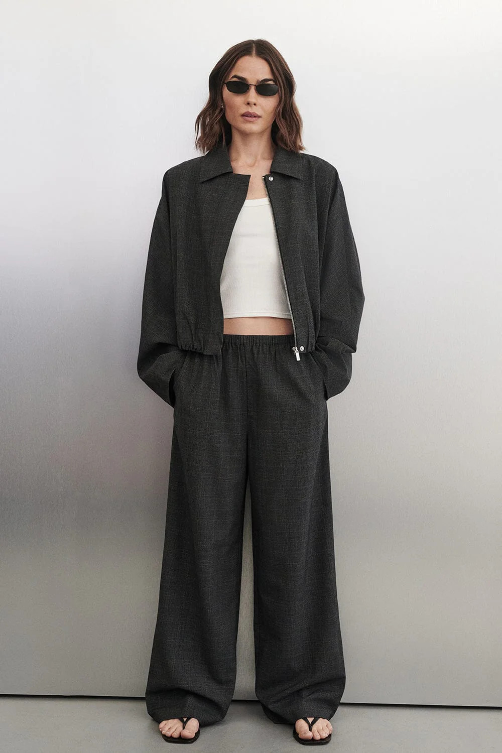 MARCO GREY PLAID ELASTIC PANT | DISSH