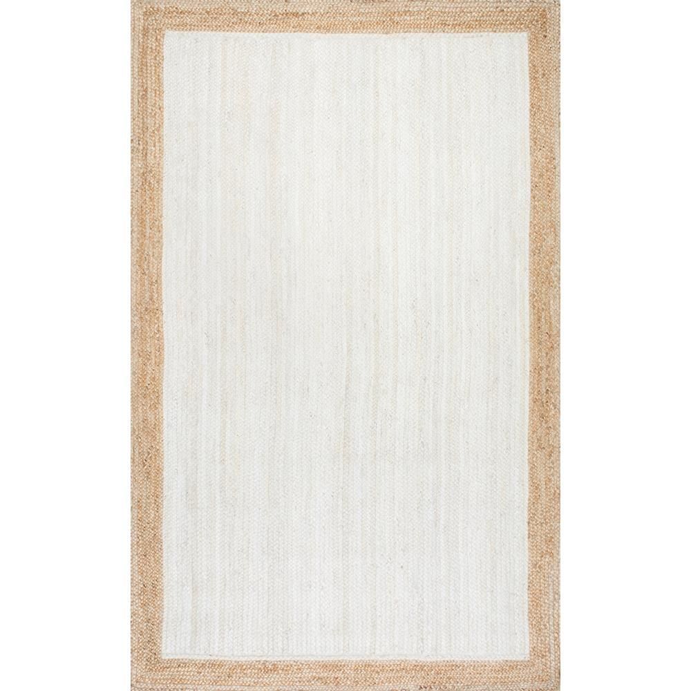 nuLOOM Elanora Farmhouse Bordered Jute White 8 ft. Square Rug | The Home Depot