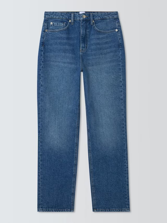 John Lewis Mid Rise Straight Jeans, Mid Blue | John Lewis (UK)