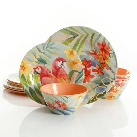 Gibson Home Forever Paradise Melamine Hammered Texture 12-Piece Dinnerware Set, Service for 4 | Walmart (US)