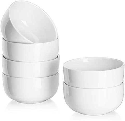 DOWAN Small Bowls, White Ceramic Cereal Bowls, 8 Ounce Dessert Bowls Ice Cream Bowls, 6 Packs Sou... | Amazon (US)