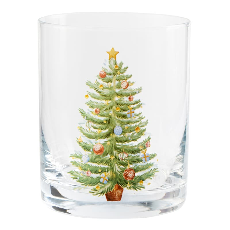 Classic Christmas Tree Double Old Fashioned Glass, 12.5oz | At Home