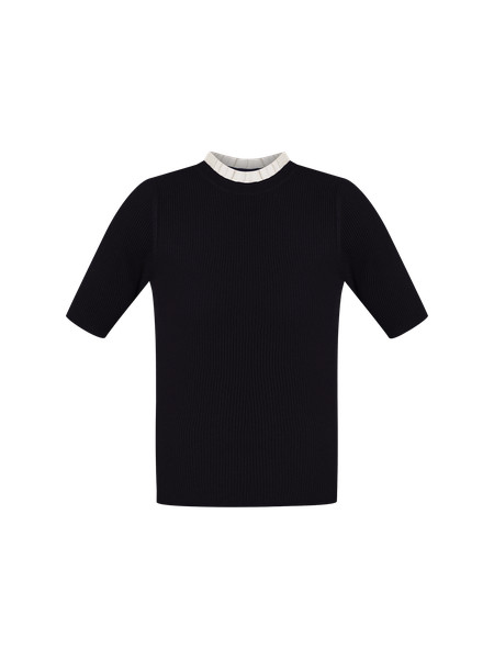 Ruffle Neck Ribbed Sweater | Ann Taylor