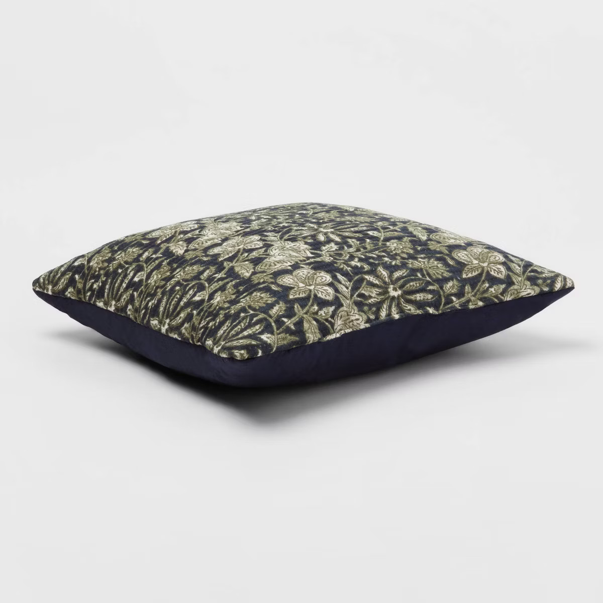 Square Double Cloth Printed Decorative Throw Pillow Navy/Green/Cream - Threshold™: Cotton Fabri... | Target