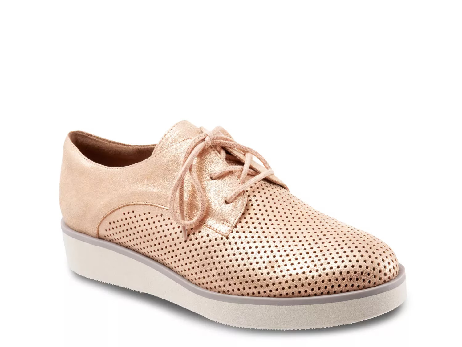Softwalk Willis Wedge Oxford - Women's - Rose Gold Metallic Leather - Wedge | DSW