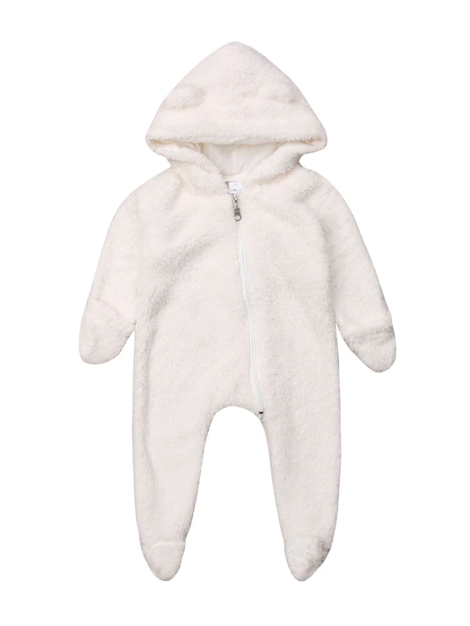 Fullvigor Newborn Baby Thicken Fleece Coveralls Romper Hooded Footies Bunting Onesie Snowsuit Out... | Walmart (US)