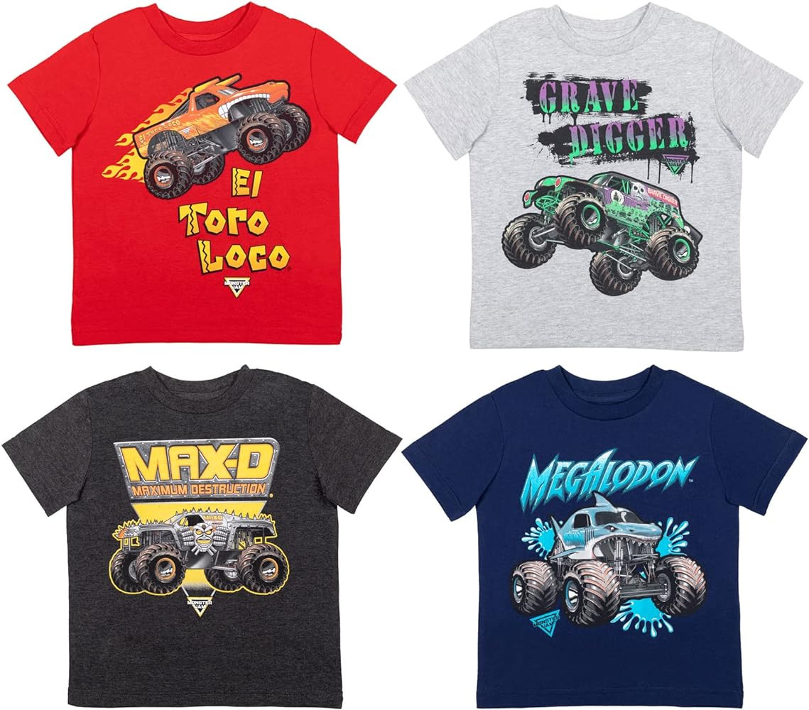 Monster Jam El Toro Loco Zombie Maximum Destruction 4 Pack Graphic T-Shirts Toddler to Big Kid | Amazon (US)