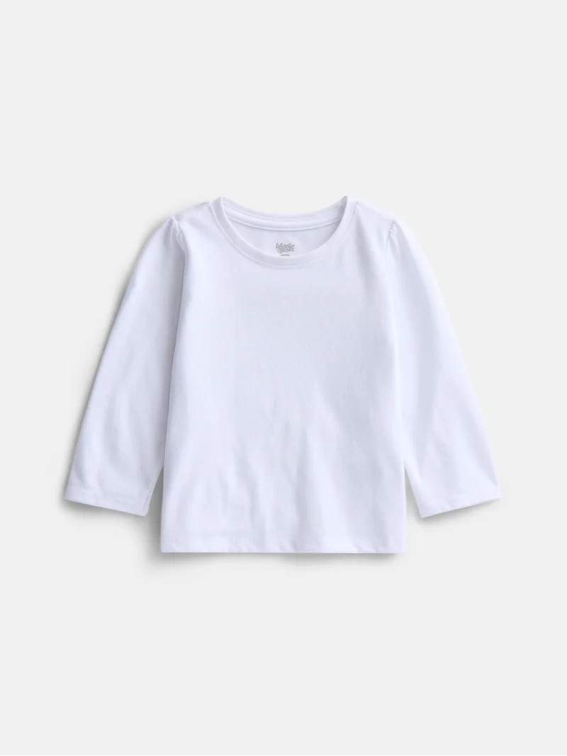 Wonder Nation Baby and Toddler Girls Graphic Tee with Long Puff Sleeves, Sizes 0M-5T | Walmart (US)