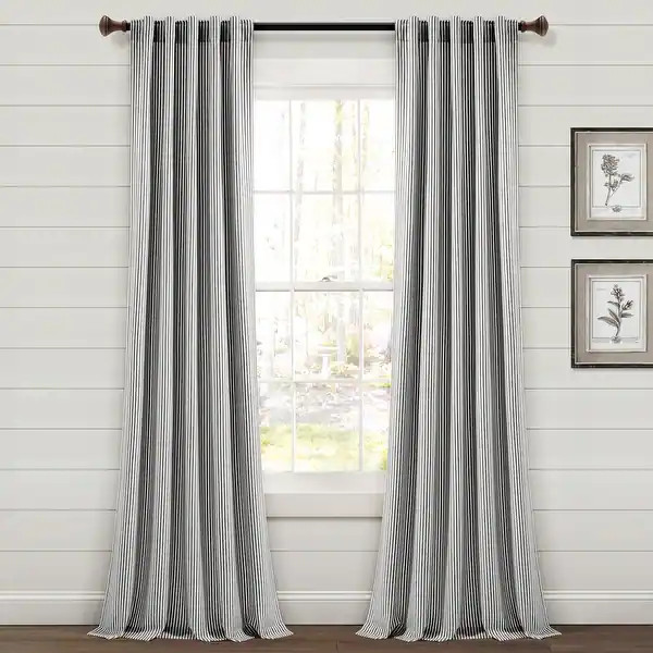 Lush Decor Farmhouse Vintage Stripe Yarn Dyed Cotton Back Tab/Rod Pocket Window Curtain Panels - ... | Bed Bath &amp; Beyond