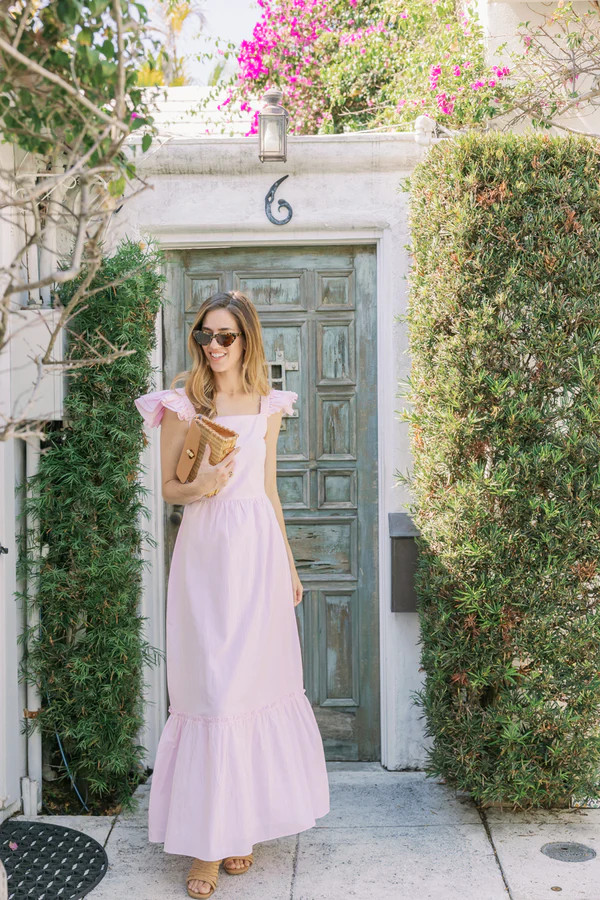 Stripe Shirting Flutter Sleeve Maxi Dress | Sail to Sable