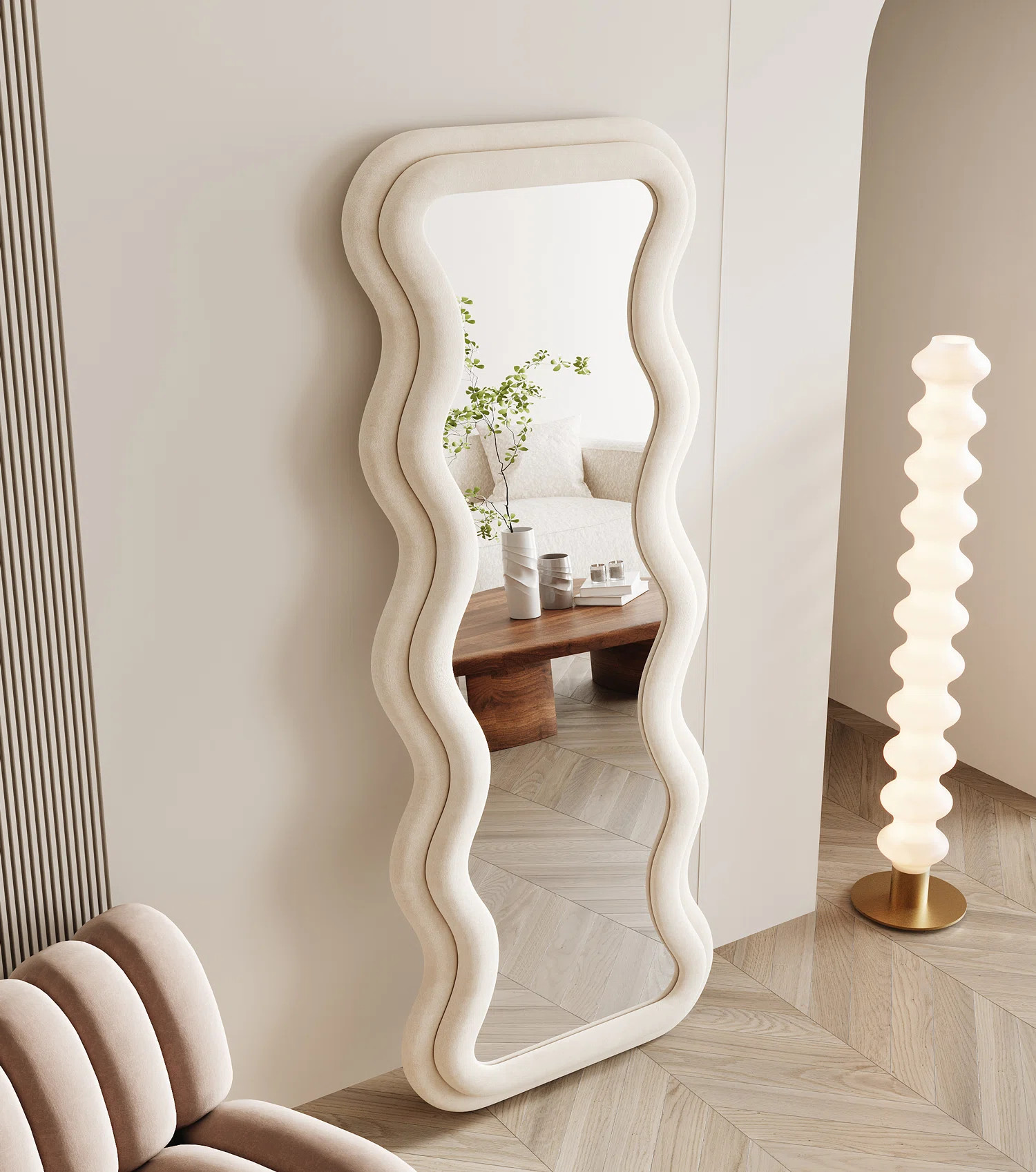 Christye Full Length Mirror 63"x24", Irregular Wavy Mirror, Arched Floor Mirror, Wall Mirror Standing Hanging Or Leaning Against Wall For Bedroom, Fl | Wayfair North America