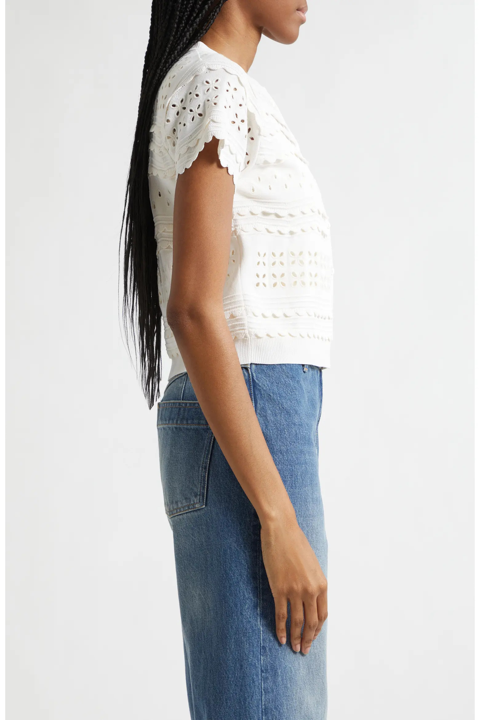 Abriana Eyelet Scallop Trim Cardigan (Women) | Nordstrom | Nordstrom