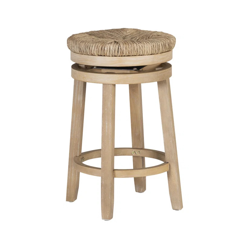 Granville Swivel Solid Wood Woven Seat Bar & Counter Stool | Wayfair North America