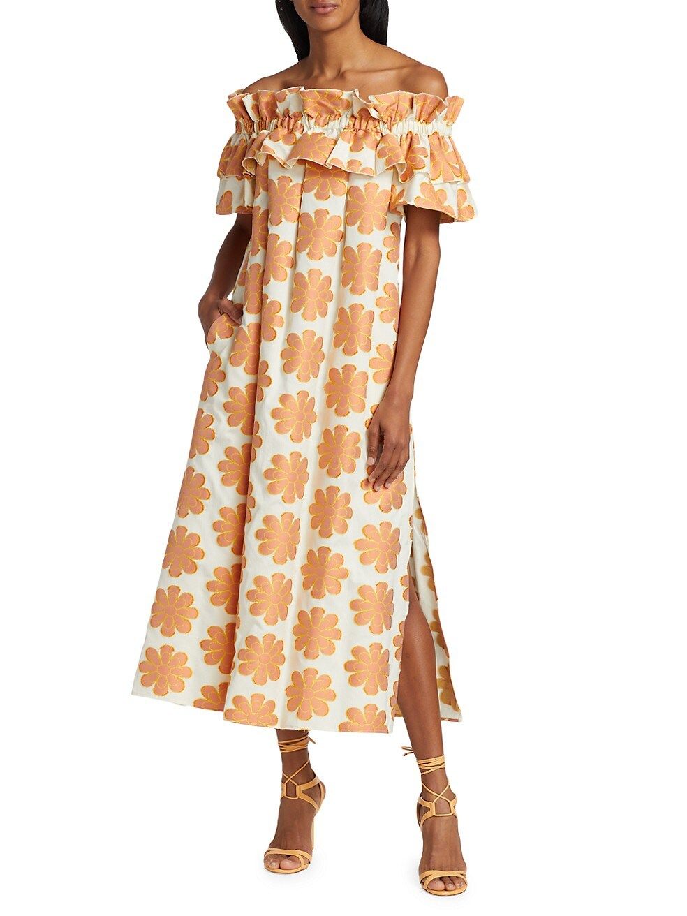 Edition 28 Breakfast Floral Off-The-Shoulder Midi-Dress | Saks Fifth Avenue