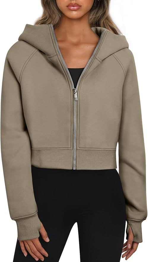 Trendy Queen Womens Zip Up Hoodies Jackets Cropped Sweatshirts Fleece Fall Outfits Casual Comfy Y... | Amazon (US)