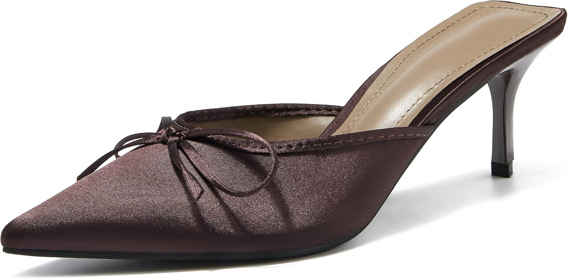 Women's Kitten Heels Mules Pointed Toe Slip on Stiletto Slingback Pumps Backless Wedding Party Dr... | Amazon (US)