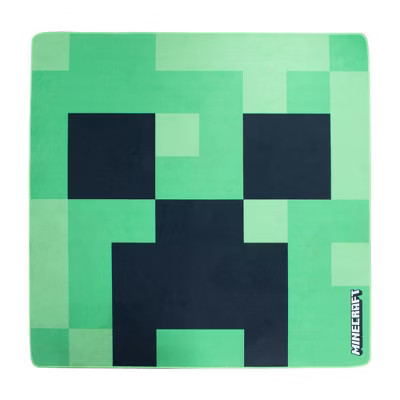 Minecraft: Creeper Carpet - Green Pixel Face, 47.2" Square Rug, Game Theme Décor | Target