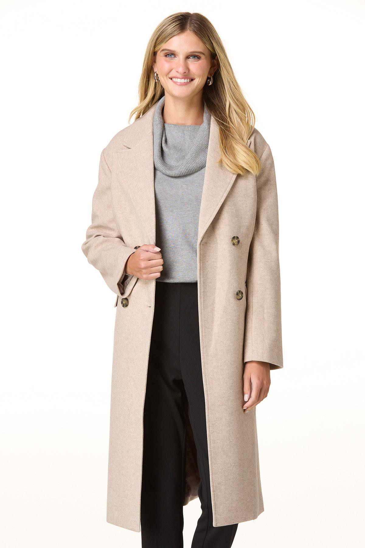 Long Neutral Peacoat | Cato Fashions
