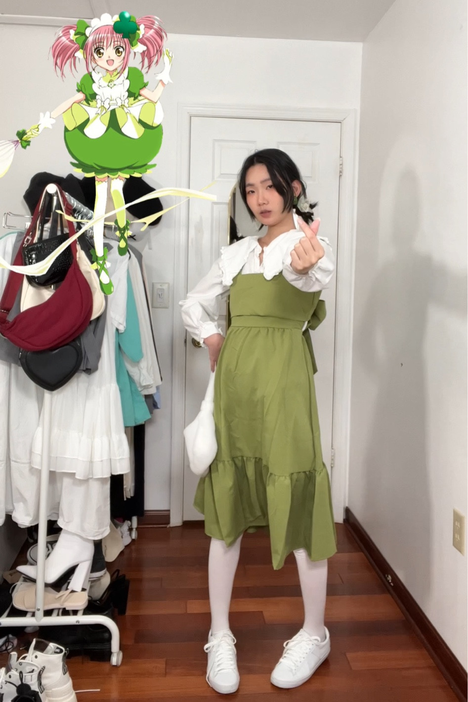 Shirt: YesStyle (linked similar)
Dress: Aliexpress 
Socks: Pinduoduo (linked similar)
Hair clips: Aliexpress 