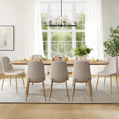 Atkins 8 - Person Dining Table Sets With Expandable Table & 8 Upholstered Fabric Chairs | Wayfair North America