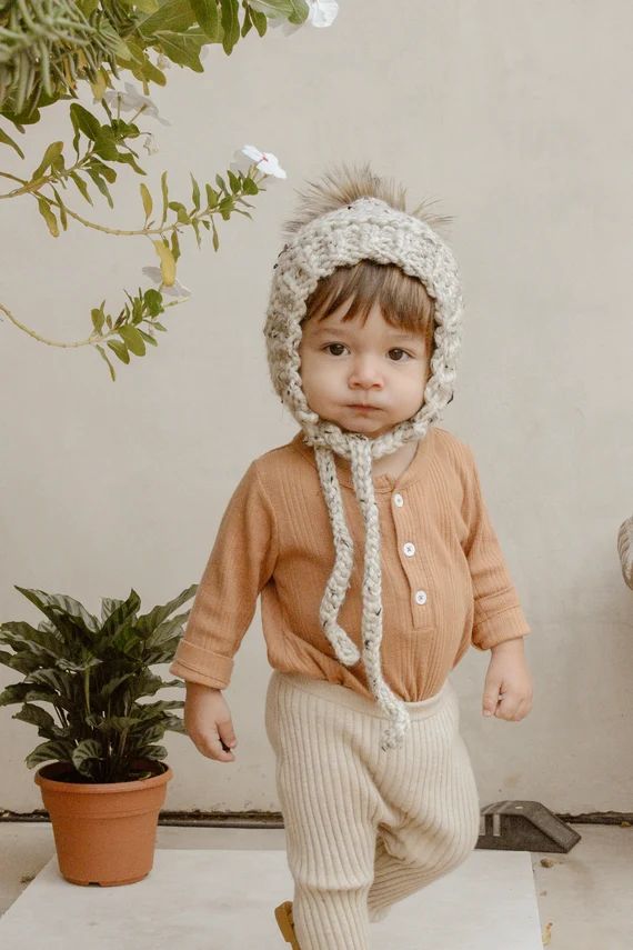 Baby Knit Bonnet. Toddler Knit Bonnet With Pom Pom. Pixie | Etsy | Etsy (US)