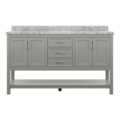 Keisha 61'' Double Bathroom Vanity with Carrara Marble Top | Wayfair North America
