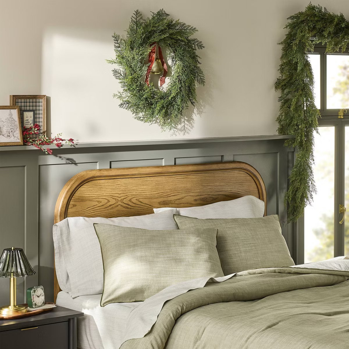 26" Cypress with Brass Bell and Red Ribbon Wreath - Hearth & Hand™ with Magnolia | Target