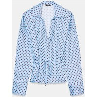 Zara - Polka Dot Satin Shirt With Belt - Brown-Blue - Xl - Woman | Zara UK
