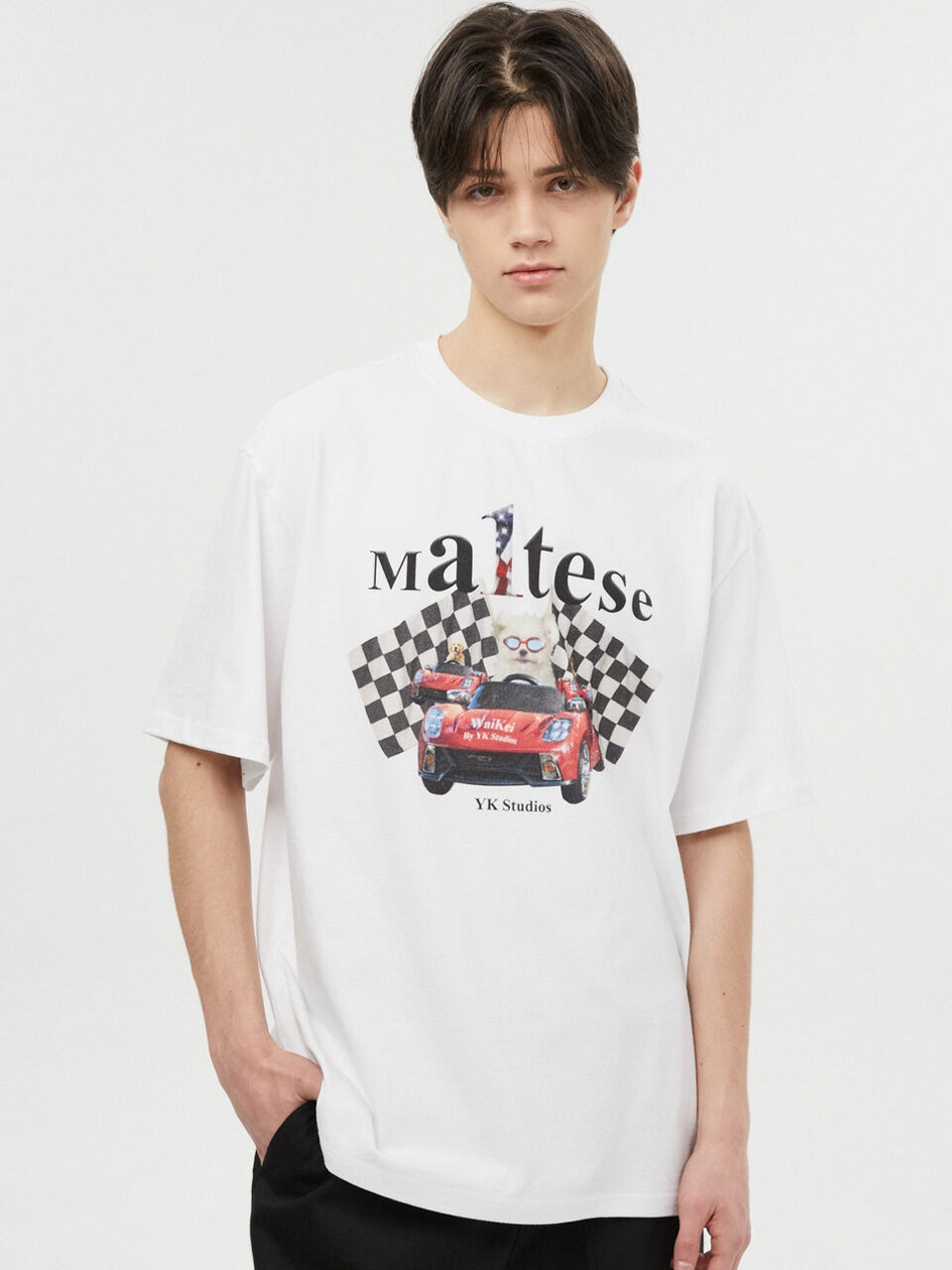 Maltese Racer Short Sleeve T-Shirt - White | W Concept (US)