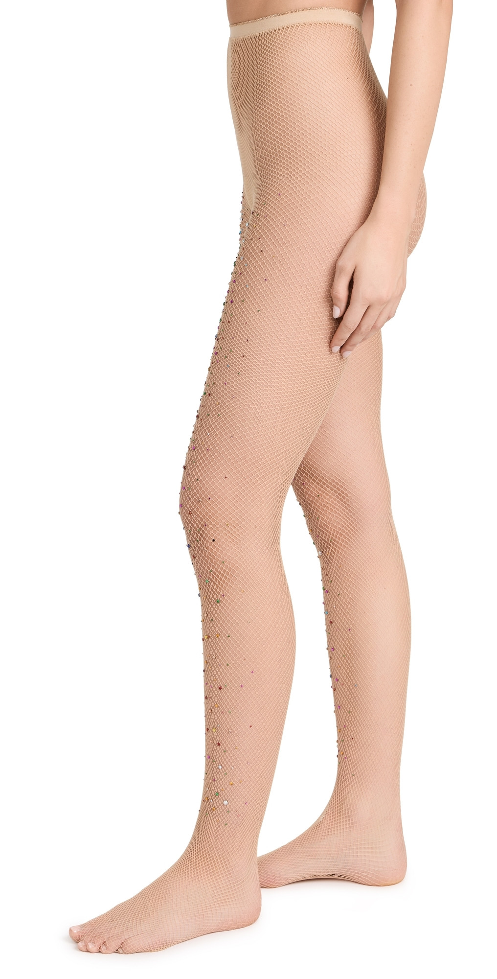 High Heel Jungle Glitter Fishnet Tights Nude One Size | Shopbop