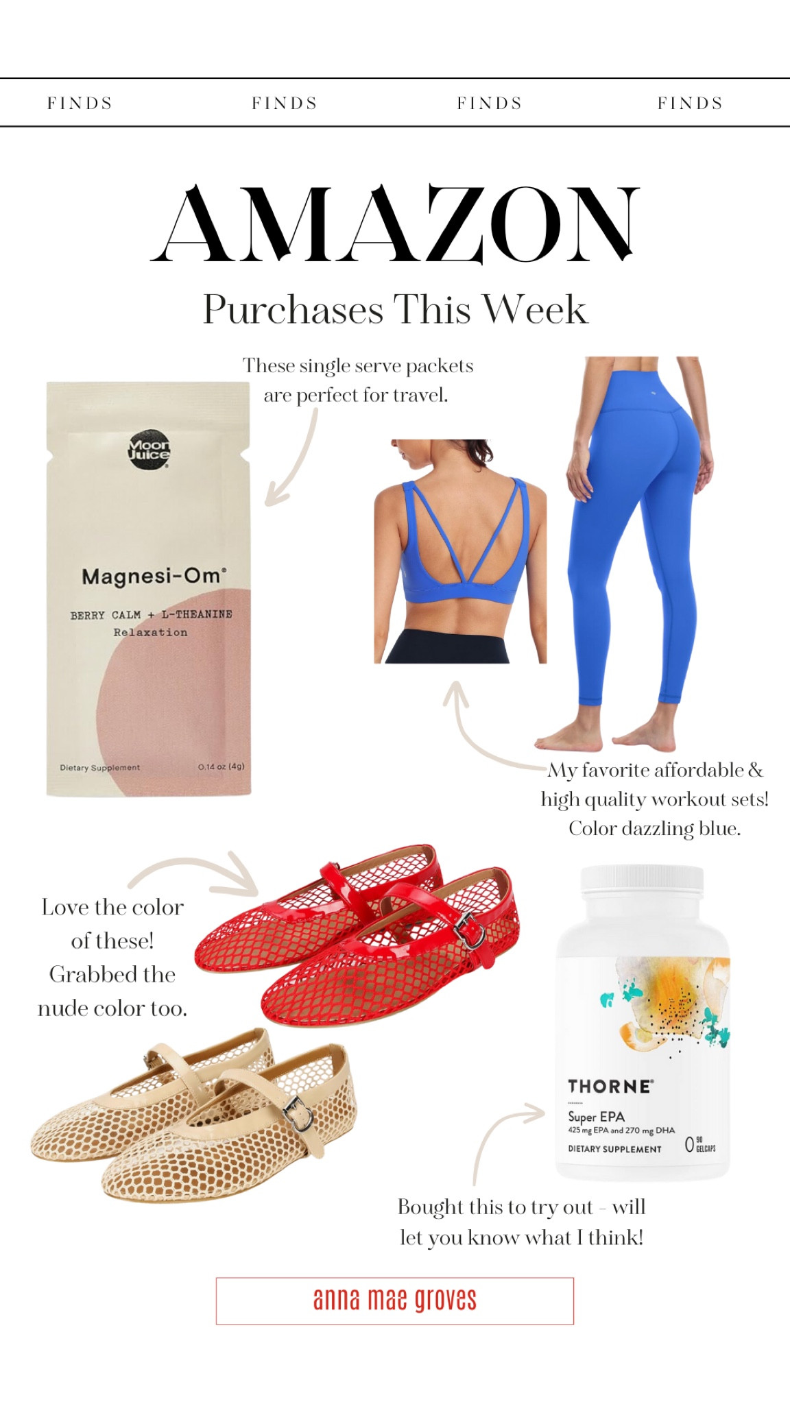 Amazon purchases this week! Grabbed a new color of an affordable & high quality workout set. Travel size single serve magnesium-Om for upcoming trips. Red & neutral nude colored ballet flats. 

#LTKOver40 #LTKFindsUnder100 #LTKStyleTip