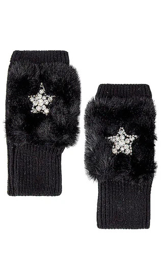 Texty Time Faux Fur Embellished Mittens in Black | Revolve Clothing (Global)