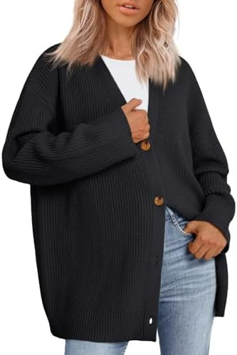 LILLUSORY Women Oversized Cardigan Sweater 2025 Fall Outfits Cloth Fashion V Neck Knit Button Fro... | Amazon (US)